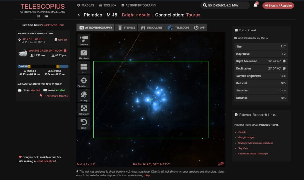 Telescopius.com - Telescope Simulator